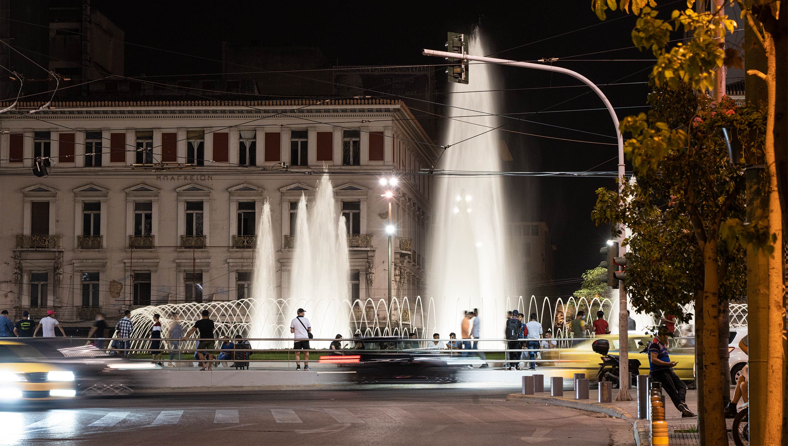 An architectural looking fountain by Fontana fountains in a municipality square.